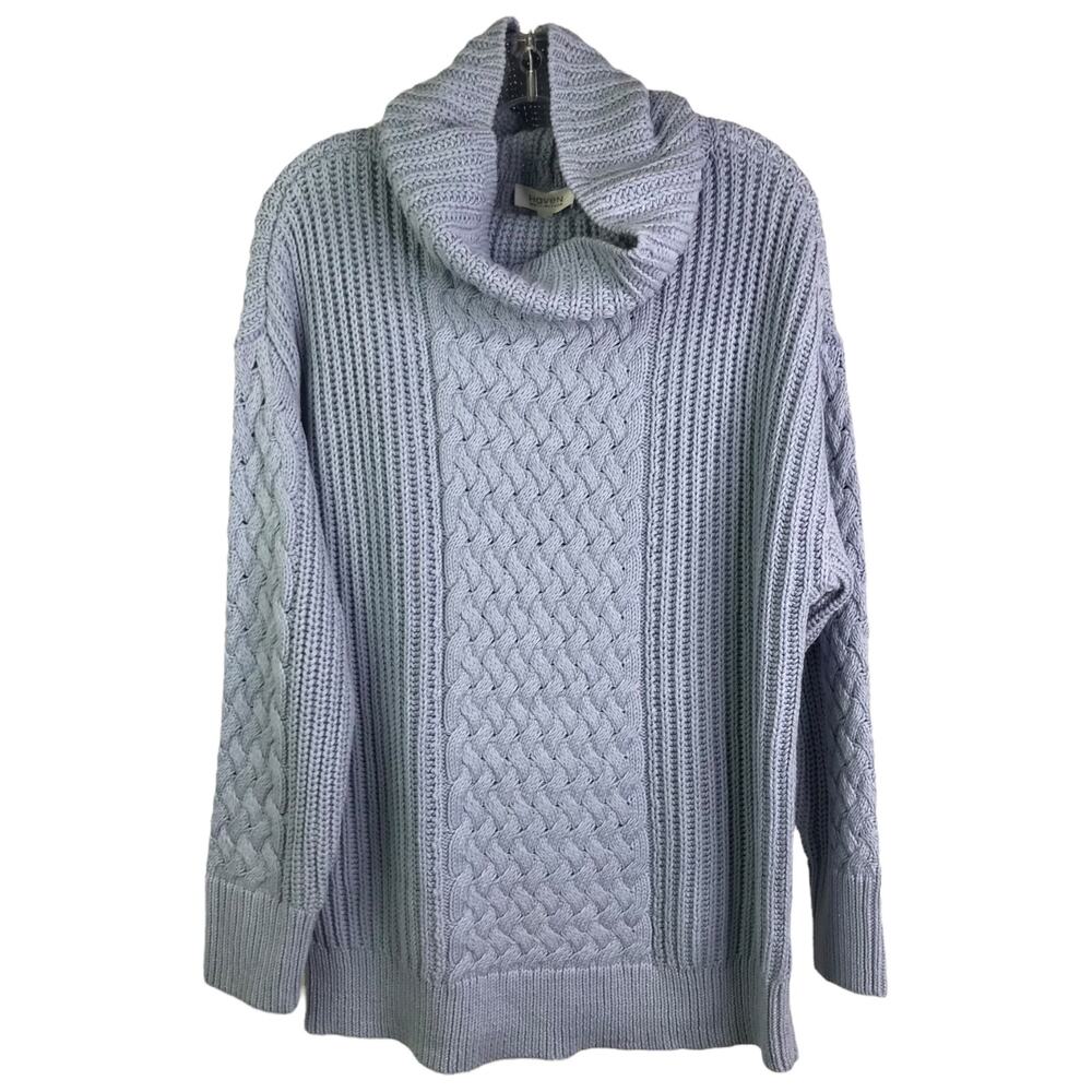 Haven Well Within Sweater‎ Womens L Light Blue Cable Knit Cowl Neck Pullover NWT